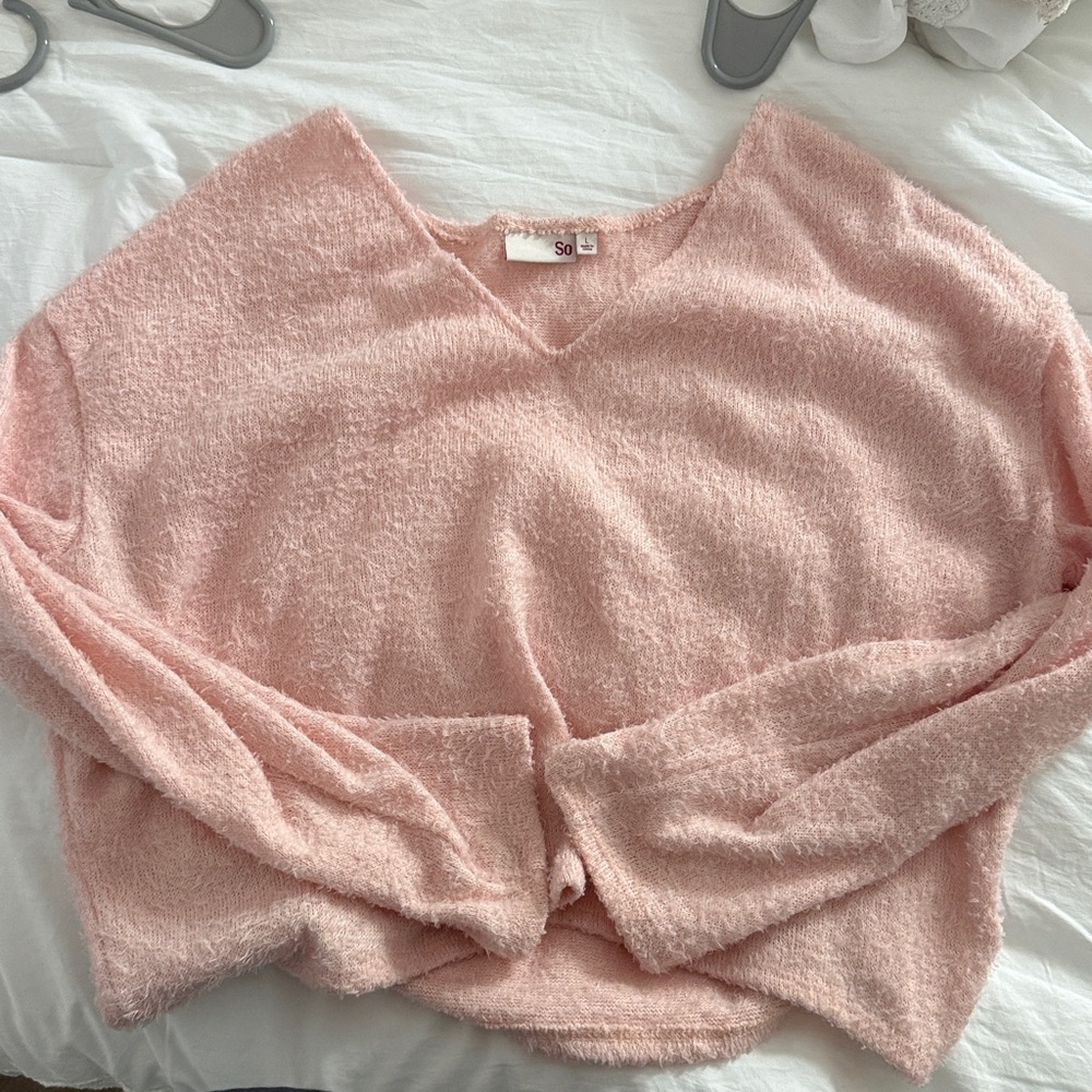 SO Women's Pink V-Neck Sweater